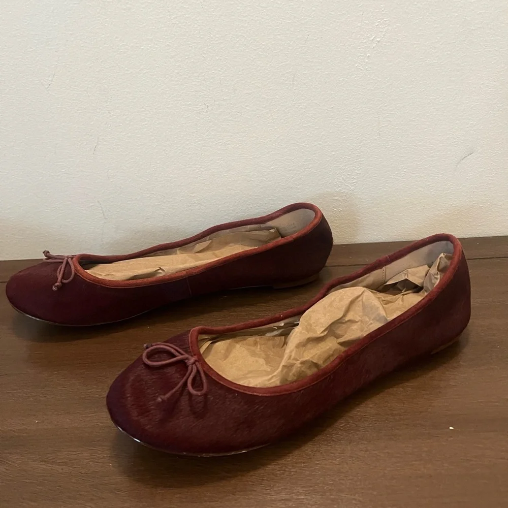LORD & TAYLOR Ballet Flat Burgundy Ponyhair - Picture 3 of 7